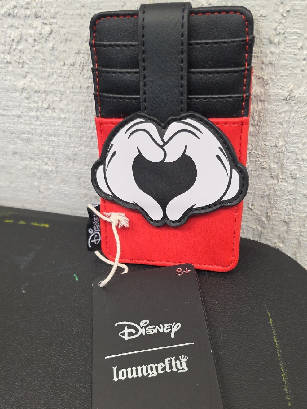 Loungefly Kids Red and Black Mickey Hands Card Wallet